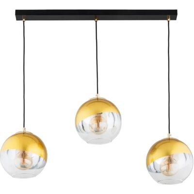 Alfa Suspension Verona noire 3xE27 barre globes verre doré - Publicité Alfa Suspension Verona noire 3xE27 barre globes verre doré - Publicité