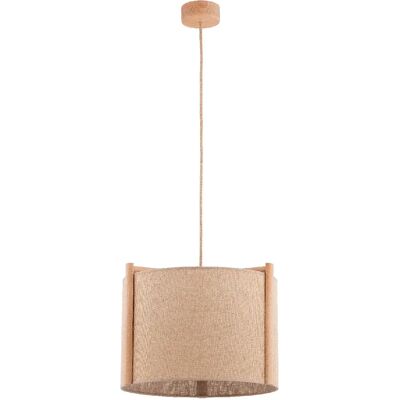 Alfa Suspension scandinave bois, abat-jour beige Ø42 E27 - Publicité Alfa Suspension scandinave bois, abat-jour beige Ø42 E27 - Publicité