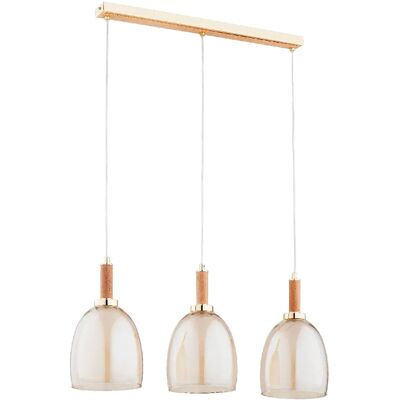 Suspension moderne dorée bois ambre 3xE27 Lissy Alfa - Publicité Suspension moderne dorée bois ambre 3xE27 Lissy Alfa - Publicité