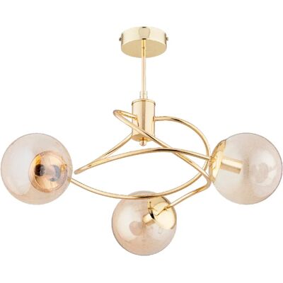 Suspension moderne dorée 3 globes ambre E14 Tosca Alfa - Publicité Suspension moderne dorée 3 globes ambre E14 Tosca Alfa - Publicité