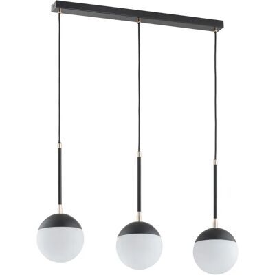 Suspension barre noire 3 globes verre E14 Volda Alfa - Publicité Suspension barre noire 3 globes verre E14 Volda Alfa - Publicité