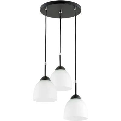 Alfa Suspension déco noir/blanc détails argent 3xE27 SEBIA - Publicité Alfa Suspension déco noir/blanc détails argent 3xE27 SEBIA - Publicité