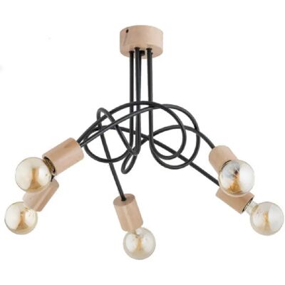 Suspension industrielle Tango Wood 5xE27 noire Alfa - Publicité Suspension industrielle Tango Wood 5xE27 noire Alfa - Publicité