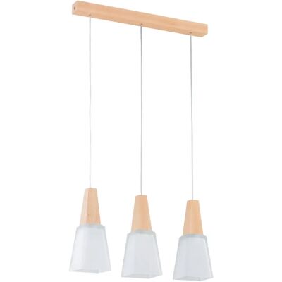Suspension scandinave bois, 3 globes blancs E27 Alfa - Publicité Suspension scandinave bois, 3 globes blancs E27 Alfa - Publicité