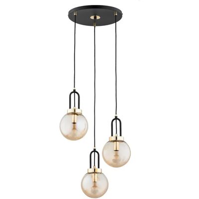 Suspension ronde noire ambre doré 3xE14 Ø38 Alfa Atori - Publicité Suspension ronde noire ambre doré 3xE14 Ø38 Alfa Atori - Publicité