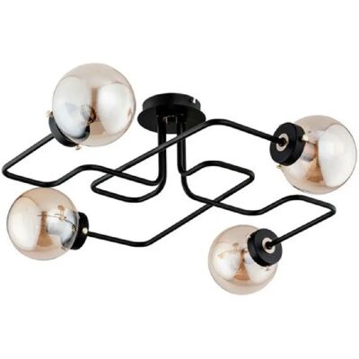 Plafonnier industriel GRAP 4 globes verre noir E14 Alfa - Publicité Plafonnier industriel GRAP 4 globes verre noir E14 Alfa - Publicité