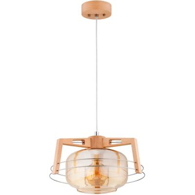 Suspension bois verre scandinave ISKAR Alfa E27 Ø36 - Publicité Suspension bois verre scandinave ISKAR Alfa E27 Ø36 - Publicité