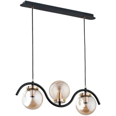 Suspension KORDA noire, 3 globes verre or E14 Alfa - Publicité Suspension KORDA noire, 3 globes verre or E14 Alfa - Publicité