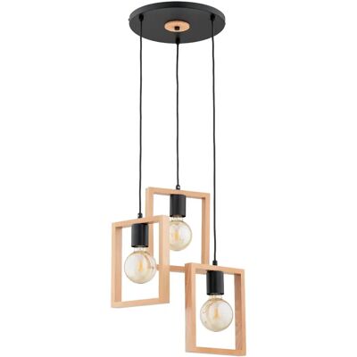 Suspension scandinave noire/bois Ø45 3xE27 Alfa Rezon - Publicité Suspension scandinave noire/bois Ø45 3xE27 Alfa Rezon - Publicité