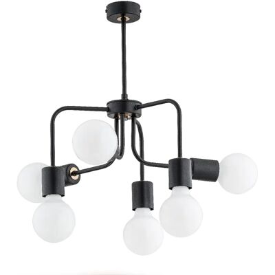 Plafonnier linéaire noir 6xE27 globes blancs Alfa Flexy - Publicité Plafonnier linéaire noir 6xE27 globes blancs Alfa Flexy - Publicité