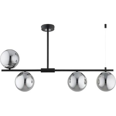 Suspension tube HILL noir chrome verre 4xE14 52cm Alfa - Publicité Suspension tube HILL noir chrome verre 4xE14 52cm Alfa - Publicité