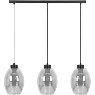 Kaja Suspension loft noire linéaire 3 globes fumés E27 BALBO - Publicité Kaja Suspension loft noire linéaire 3 globes fumés E27 BALBO - Publicité
