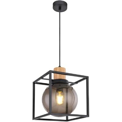 Suspension Candellux Retro E27 40W noir bois clair Ø19 - Publicité Suspension Candellux Retro E27 40W noir bois clair Ø19 - Publicité