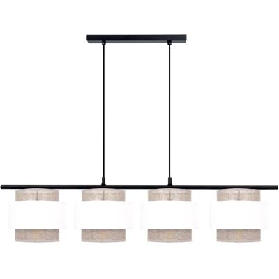 Suspension Kaja Sara métal 4 lumières blanc/beige 96 cm - Publicité Suspension Kaja Sara métal 4 lumières blanc/beige 96 cm - Publicité