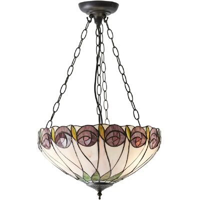 Tiffany Suspension vitrail roses - Multicolore - Publicité Tiffany Suspension vitrail roses - Multicolore - Publicité