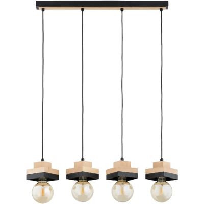 Suspension scandinave noire bois 4xE27 15W MIKO Alfa - Publicité Suspension scandinave noire bois 4xE27 15W MIKO Alfa - Publicité