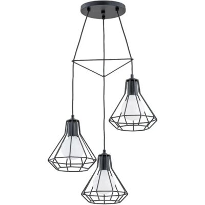 Suspension loft noire Kord 3 cages métal E27 Alfa - Publicité Suspension loft noire Kord 3 cages métal E27 Alfa - Publicité