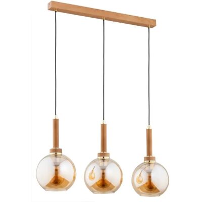 Suspension bois 3 globes verre ambre E27 Alfa Balerina - Publicité Suspension bois 3 globes verre ambre E27 Alfa Balerina - Publicité