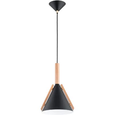 Alfa Suspension scandinave cône noir/bois E27 15W Fortel - Publicité Alfa Suspension scandinave cône noir/bois E27 15W Fortel - Publicité