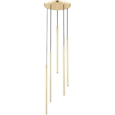 Suspension ronde dorée COLLET, 5 tubes G9, 120cm Alfa - Publicité Suspension ronde dorée COLLET, 5 tubes G9, 120cm Alfa - Publicité