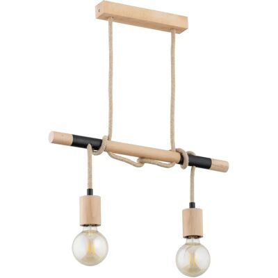 Suspension scandinave bois noir 2xE27 15W Alfa Lancer - Publicité Suspension scandinave bois noir 2xE27 15W Alfa Lancer - Publicité