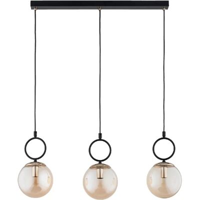 Suspension déco noire/or 3xE14 boules ambre LISTER Alfa - Publicité Suspension déco noire/or 3xE14 boules ambre LISTER Alfa - Publicité