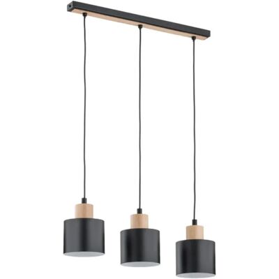 Suspension loft triple noire bois, 3xE27 Alfa Ivo 90cm - Publicité Suspension loft triple noire bois, 3xE27 Alfa Ivo 90cm - Publicité