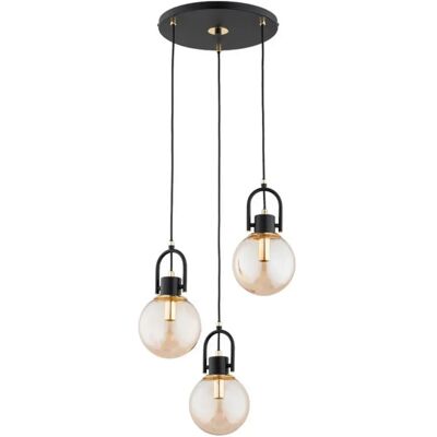 Suspension ronde Stormi noir/or 3 globes Ø38 E14 Alfa - Publicité Suspension ronde Stormi noir/or 3 globes Ø38 E14 Alfa - Publicité
