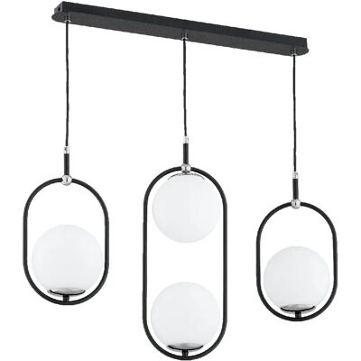 Suspension noire moderne, 4xE14, globes blancs AMARO Alfa - Publicité Suspension noire moderne, 4xE14, globes blancs AMARO Alfa - Publicité