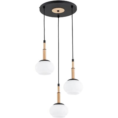Suspension scandinave noir/blanc bois 3xE14 CERES Alfa - Publicité Suspension scandinave noir/blanc bois 3xE14 CERES Alfa - Publicité