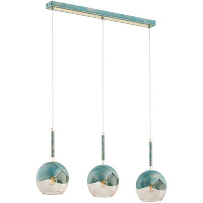 Suspension linéaire turquoise 3 globes E27 Alfa Prada - Publicité Suspension linéaire turquoise 3 globes E27 Alfa Prada - Publicité