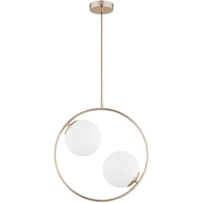 Suspension moderne AVIA laiton 2 globes blancs E14 Alfa - Publicité Suspension moderne AVIA laiton 2 globes blancs E14 Alfa - Publicité