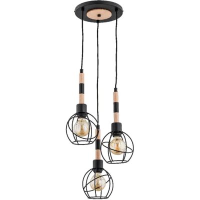 Suspension Bilbao noire métal/bois 3xE27 91cm Alfa - Publicité Suspension Bilbao noire métal/bois 3xE27 91cm Alfa - Publicité