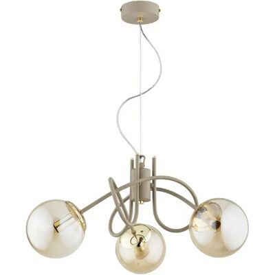 Alfa Suspension moderne beige or, bras entremêlés, 3xE14 - Publicité Alfa Suspension moderne beige or, bras entremêlés, 3xE14 - Publicité