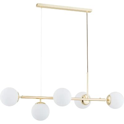 Suspension moderne dorée 5 globes blancs E14 Alfa DANSA - Publicité Suspension moderne dorée 5 globes blancs E14 Alfa DANSA - Publicité