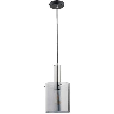 Suspension CALENA verre cylindre noir/chrome E27 Alfa - Publicité Suspension CALENA verre cylindre noir/chrome E27 Alfa - Publicité