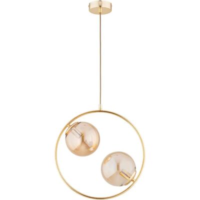 Suspension anneau doré 2 globes Adino 2xE14 Alfa 85cm - Publicité Suspension anneau doré 2 globes Adino 2xE14 Alfa 85cm - Publicité