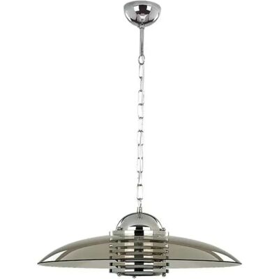 Suspension Alfa Astra chrome verre fumé 1xE27 60W Ø48cm - Publicité Suspension Alfa Astra chrome verre fumé 1xE27 60W Ø48cm - Publicité