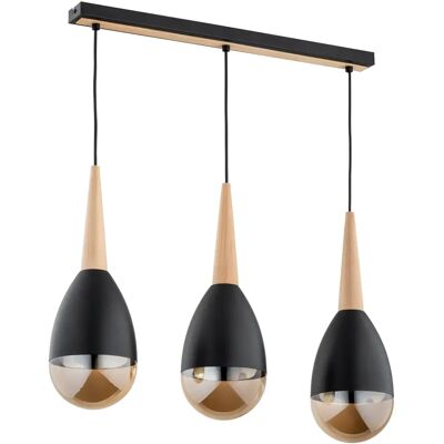 Suspension bois noir verre 3 lumières E14 Alfa Master - Publicité Suspension bois noir verre 3 lumières E14 Alfa Master - Publicité
