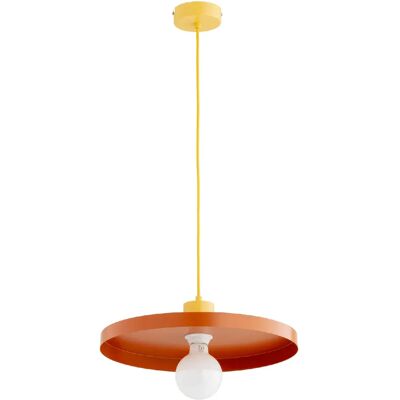 Suspension loft orange/jaune disque plat E27 15W Alfa - Publicité Suspension loft orange/jaune disque plat E27 15W Alfa - Publicité
