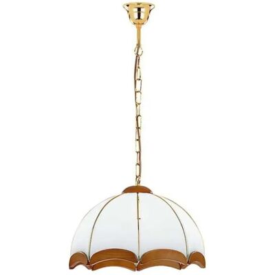 Suspension vitrail blanc/or Ø37 cm E27 Sikorka Alfa - Publicité Suspension vitrail blanc/or Ø37 cm E27 Sikorka Alfa - Publicité
