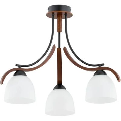 Plafonnier Barsum métal/bois 3 globes blancs 56 cm E14 Alfa - Publicité Plafonnier Barsum métal/bois 3 globes blancs 56 cm E14 Alfa - Publicité