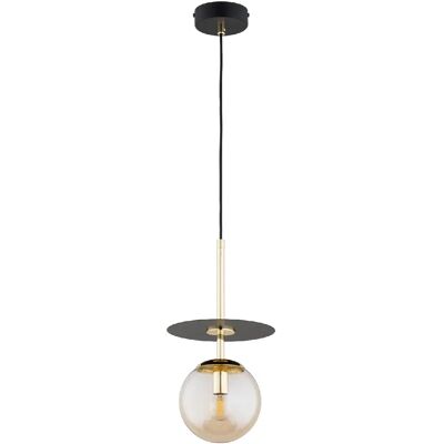 Alfa Suspension déco noir-or globe ambre E14 10W QEENCY - Publicité Alfa Suspension déco noir-or globe ambre E14 10W QEENCY - Publicité
