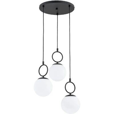 Suspension déco noire 3 globes blancs E14 SITRO Alfa - Publicité Suspension déco noire 3 globes blancs E14 SITRO Alfa - Publicité