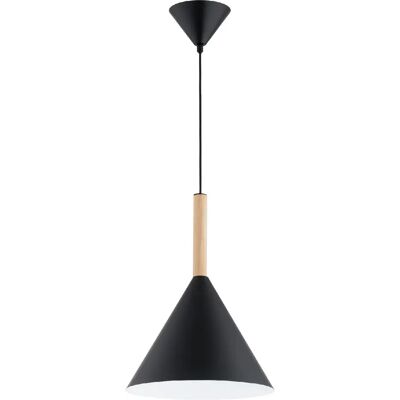Suspension moderne noire bois cône E27 15W FUKS Alfa - Publicité Suspension moderne noire bois cône E27 15W FUKS Alfa - Publicité