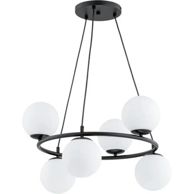 Suspension industrielle noire Ringo 6 globes E14 Alfa - Publicité Suspension industrielle noire Ringo 6 globes E14 Alfa - Publicité