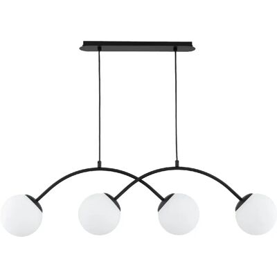 Suspension moderne noire globes blancs 4xE14 Alfa BESTER - Publicité Suspension moderne noire globes blancs 4xE14 Alfa BESTER - Publicité