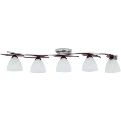 Plafonnier décor blanc/chrome bois 5xE27 15W Alfa Archimedes - Publicité Plafonnier décor blanc/chrome bois 5xE27 15W Alfa Archimedes - Publicité