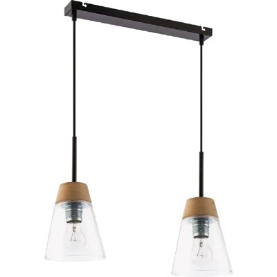 Suspension scandinave noire 2xE27 verre DOMINO Jupiter - Publicité Suspension scandinave noire 2xE27 verre DOMINO Jupiter - Publicité