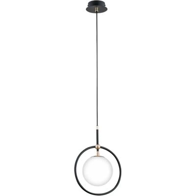 Alfa Suspension AKIRA sphère blanche anneau noir E14 24cm - Publicité Alfa Suspension AKIRA sphère blanche anneau noir E14 24cm - Publicité
